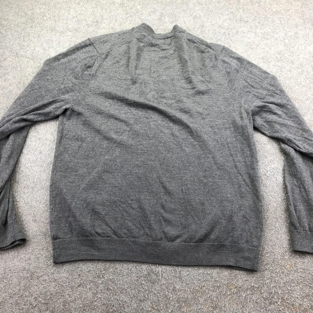 Brooks Brothers Sweater Mens XL Gray Merino Wool V Neck Button Cardigan Knit